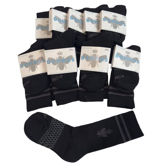Bombas Crew socks size small black honeycomb arch support stay up antimicrobial - Picture 2 of 14